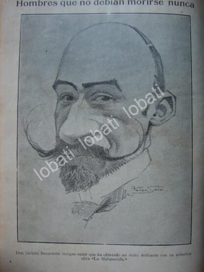 CARICATURA ANTIGUA 1914. JACINTO BENAVENTE / PLT