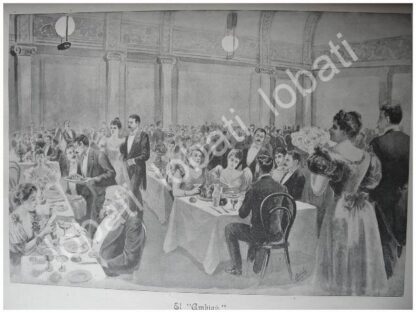 CARTEL ANTIGUO ORIGINAL DE NOTA GRABADO ANTIGUO 1897 BAILE EN PALACIO DE MINERIA, DIBUJO DE CARLOS ALCALDE