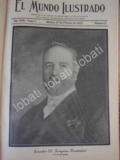 PORTADA ANTIGUA ORIGINAL  1910 MUERE EL SENADOR. SERAPION FERNANDEZ CASTRO /PLT