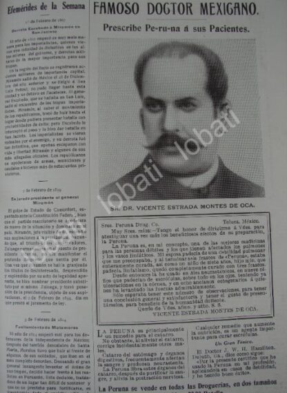 CARTEL ANTIGUO ORIGINAL DE VICENTE ESTRADA MONTES DE OCA Y MEDICINA LA PERUNA 1909 /27