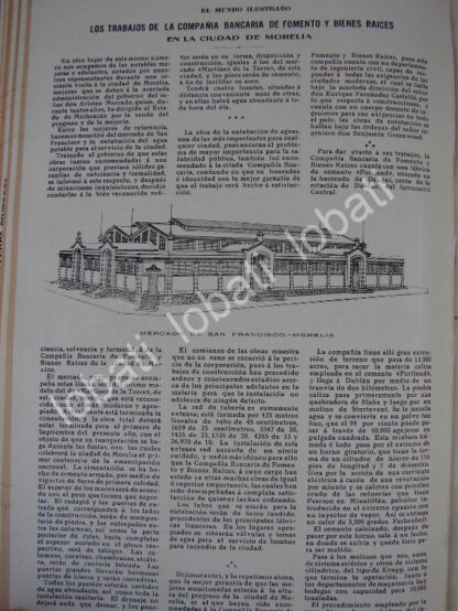 CARTEL ANTIGUO ORIGINAL DE LUGARES DE MORELIA. MERCADO SAN FRANCISCO Y HOTEL EUROPA. 1910 /LDM