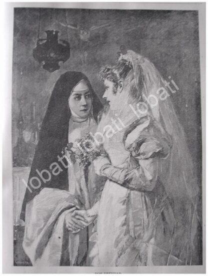 GRABADO ANTIGUO 1897. DOS ESPOSAS POR: GILBERTO IRIARTE