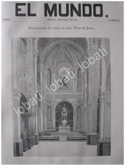 PORTADA ANTIGUA ORIGINAL  1897 INAUGURACION DEL TEMPLO SAN FELIPE DE JESUS D.F / RLG