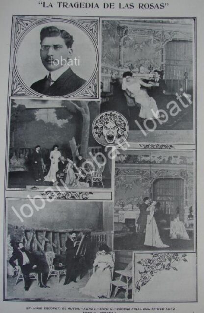 CARTEL ANTIGUO ORIGINAL DE JOSE ESCOFET Y SU OBRA DE TEATRO 1910 / FEP