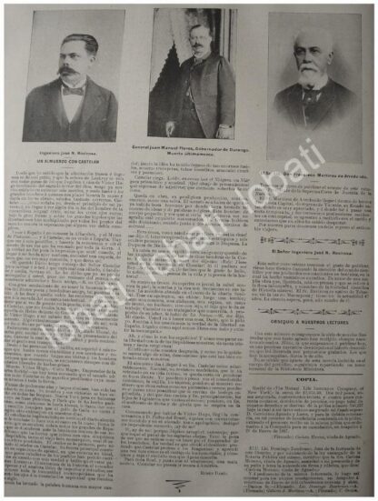 CARTEL ANTIGUO ORIGINAL DE JOSE ROVIROSA ANDRADE Y OTROS PERSONAJES 1897