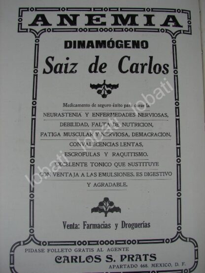 CARTEL ANTIGUO ORIGINAL DE MEDICINA DINAMOGENO RAMON SAIZ DE CARLOS 1909 /28