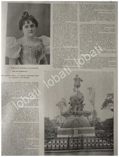 CARTEL ANTIGUO ORIGINAL DE INAUGURAN ESTATUA DE CRISTOBAL COLON EN GUATEMALA 1897 DE THOMAS MUR