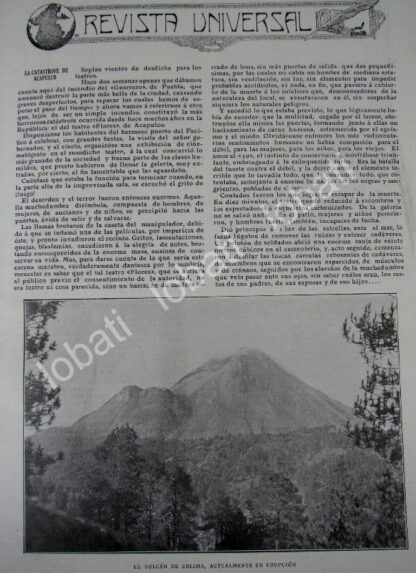 CARTEL ANTIGUO ORIGINAL DE ERUPCION DEL VOLCAN DE COLIMA 1909 Y OTRAS NOTAS