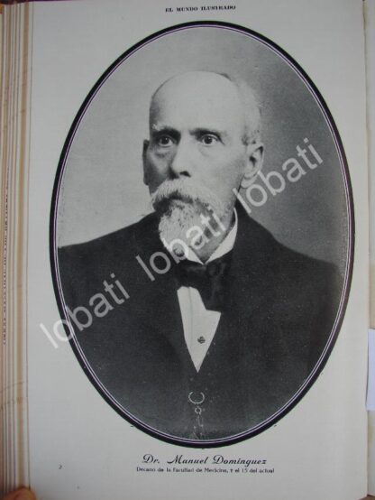 GRABADO ANTIGUO 1910 MUERE DR. MANUEL DOMINGUEZ QUINTANAR / MDC