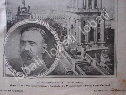 PORTADA ANTIGUA ORIGINAL  1911 FRANCISO I MADERO MASON GRADO 33 CANDIDATO /plt - Imagen 3