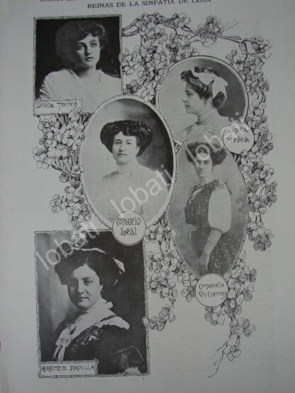 CARTEL ANTIGUO ORIGINAL DE DAMAS DE LA ALTA SOCIEDAD DE LEON, GUANAJUATO 1909 /ASM