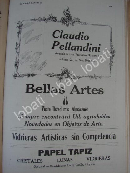 CARTEL ANTIGUO ORIGINAL DE TIENDA DE DECORACION CLAUDIO PELLANDINI 1910 /703