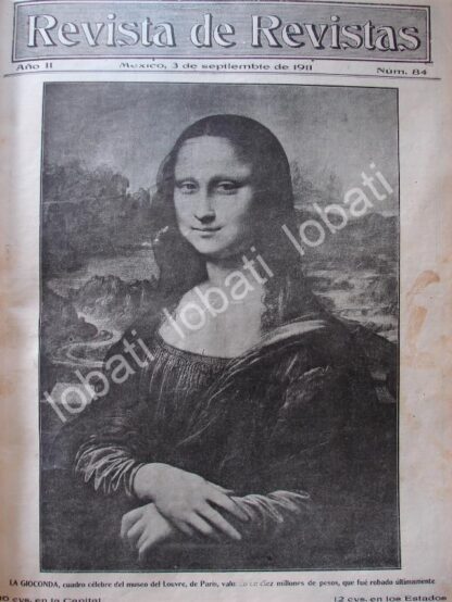 PORTADA ANTIGUA ORIGINAL  1911 EL ROBO DE LA PINTURA LA GIOCONDA