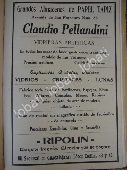 CARTEL ANTIGUO ORIGINAL DE TIENDA DE DECORACION CLAUDIO PELLANDINI 1910 /704