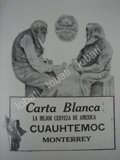 CARTEL ANTIGUO ORIGINAL DE CERVEZA CARTA BLANCA 1909 / 159 MUY RARO