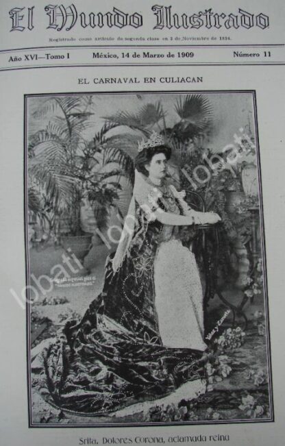 PORTADA ANTIGUA ORIGINAL  1909 CARNAVAL DE CULIACAN. DOLORES CORONA