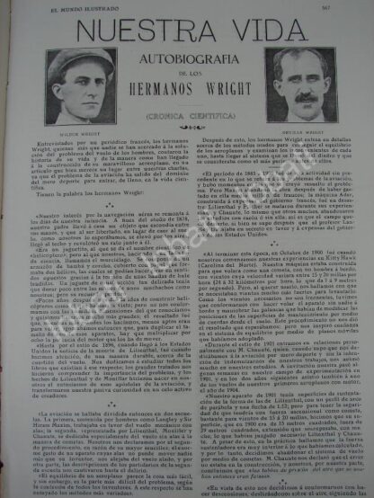 CARTEL ANTIGUO ORIGINAL DE NOTICIA DE LOS HERMANOS WRIGHT 1909 / AVIACION