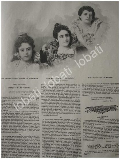 CARTEL ANTIGUO ORIGINAL DE DAMAS DE LA ALTA SOCIEDAD FOTO DE JOSE MARIA LUPERCIO 1897/ASM