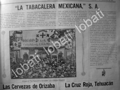 CARTEL ANTIGUO ORIGINAL DE CIGARRERA LA TABABACALERA MEXICANA S.A EN KERMESSE 1911