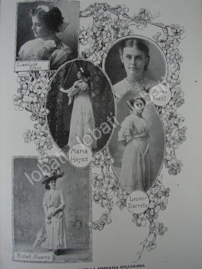 CARTEL ANTIGUO ORIGINAL DE DAMAS DE LA ALTA SOCIEDAD DE COLIMA 1909