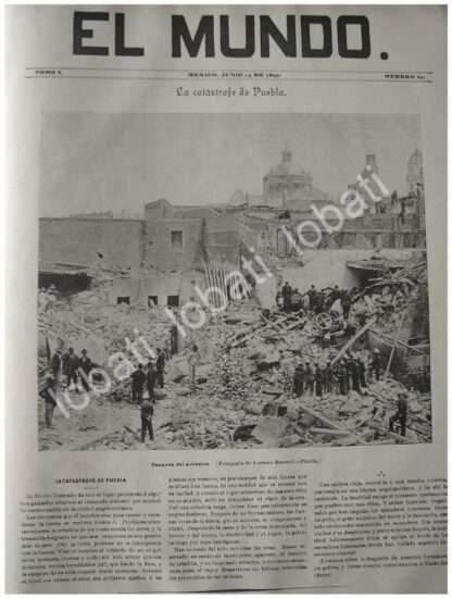 PORTADA ANTIGUA ORIGINAL  EL TERREMOTO DE PUEBLA DE JUNIO DE 1897