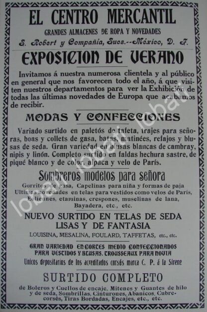 CARTEL ANTIGUO ORIGINAL DE TIENDA EL CENTRO MERCANTIL 1910 /714