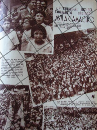 AFICHE ANTIGUO GIRA NACIONAL MANUEL AVILA CAMACHO 1937