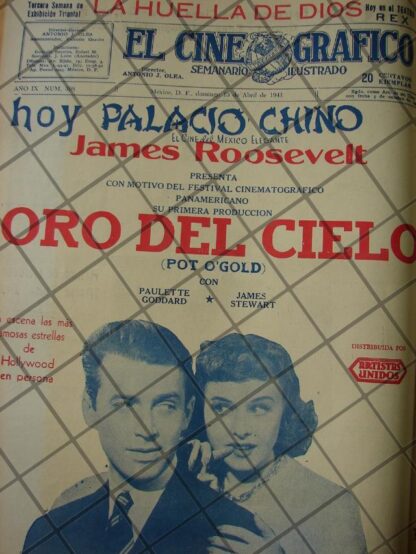 CARTEL ANTIGUO ORIGINAL PELICULA. ORO DEL CIELO 1941 /143