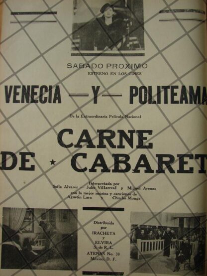 CARTEL ANTIGUO ORIGINAL ESTRENAN PELICULA. CARNE DE CABARET 1941 /149