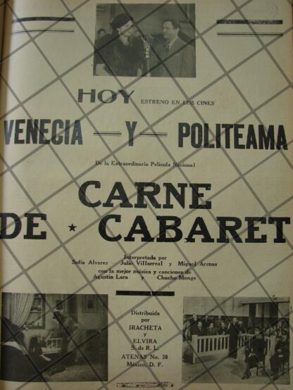 CARTEL ANTIGUO ORIGINAL ESTRENAN PELICULA. CARNE DE CABARET 1941 /153