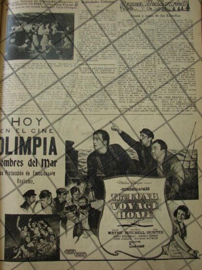 CARTEL ANTIGUO ORIGINAL PELICULA. HOMBRES DEL MAR 1941 /154