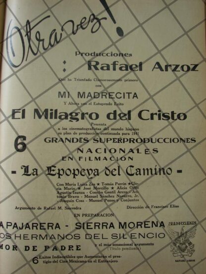 CARTEL ANTIGUO ORIGINAL PRODUCCIONES RAFAEL ARZOS 1941 /156