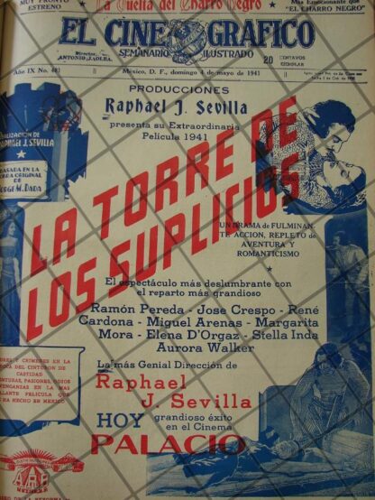 CARTEL ANTIGUO ORIGINAL PELICULA. LA TORRE DE LOS SUPLICIOS 1941 /159