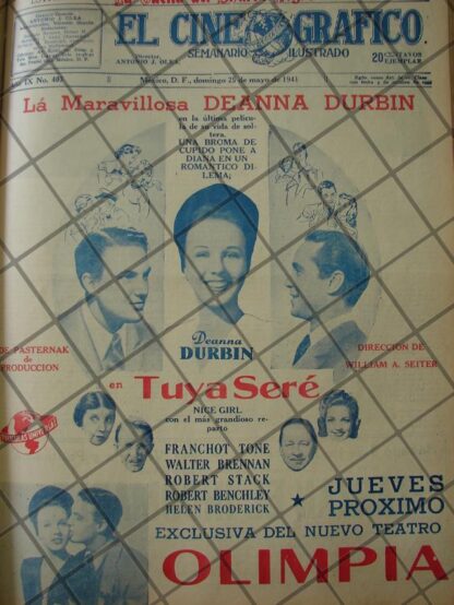 CARTEL ANTIGUO. PELICULA. TUYA SERE 1941 (NICE GIRL)