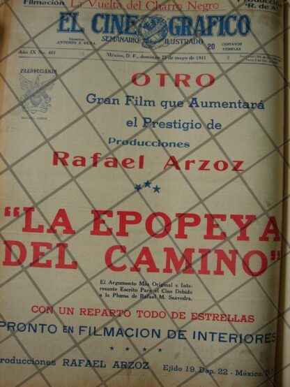 CARTEL ANTIGUO PALICULA. LA EPOPEYA DEL CAMINO /191