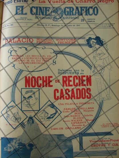 CARTEL ANTIGUO PALICULA. NOCHE DE RECIEN CASADOS /192