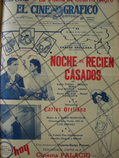 CARTEL ANTIGUO PELICULA. NOCHE DE RECIEN CASADOS /193