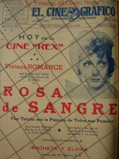 CARTEL ANTIGUO PELICULA. ROSA DE SANGRE 1941 /CINE REX