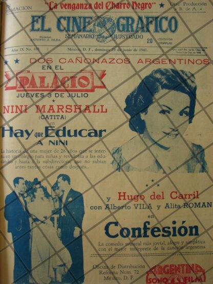 CARTEL ANTIGUO CINE PALACIO PELICULAS DE NINI MARSHALL 1941