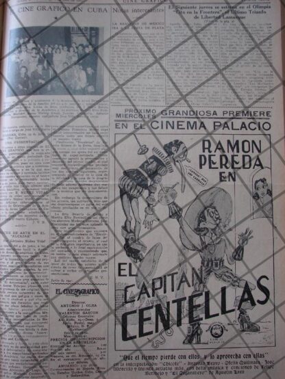 CARTEL ANTIGUO ESTRENO PELICULA EL CAPITAN CENTELLAS 1941