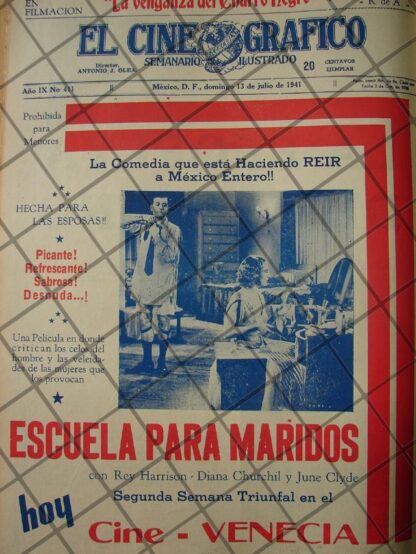 CARTEL ANTIGUO. PELICULA ESCUELA PARA MARIDOS 1941