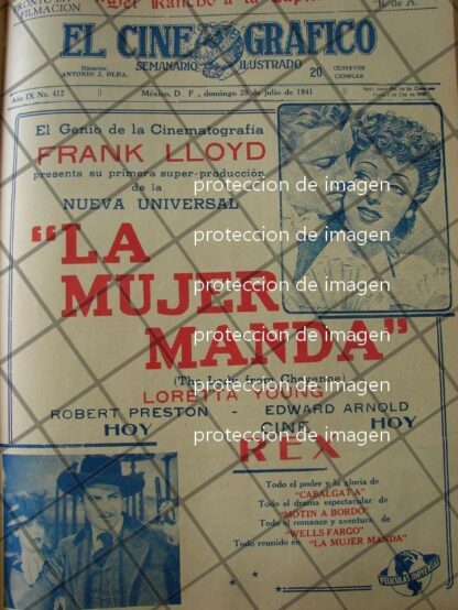 CARTEL ANTIGUO PELICULA LA MUJER MANDA 1941