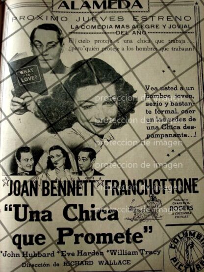 CARTEL ANTIGUO PELICULA UNA CHICA QUE PROMETE 1941