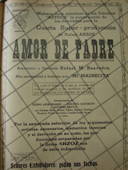 RARISIMO AFICHE ANTIGUO INICIAN PELICULA AMOR DE PADRE 1941 3