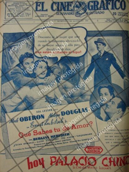 RARO CARTEL ANTIGUO PELICULA QUE SABES TU DE AMOR 1941