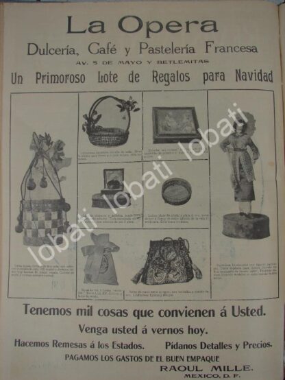 CARTEL ANTIGUO ORIGINAL DE PASTELERIA Y DULCERIA LA OPERA 1911 /189 SUPER RARO