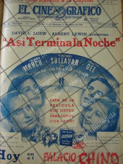 CARTEL ANTIGUO PELICULA. ASI TERMINA LA NOCHE 1941