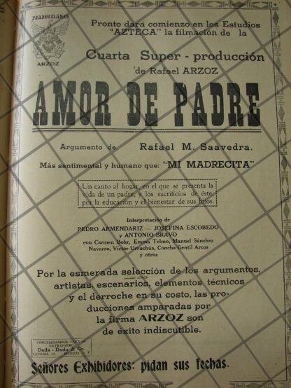 RARISIMO AFICHE ANTIGUO INICIAN PELICULA AMOR DE PADRE 1941 4