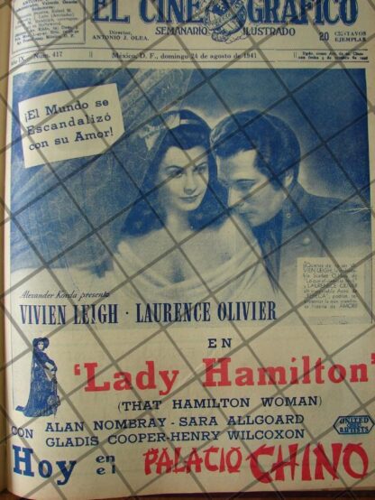 CARTEL ANTIGUO PELICULA. LADY HAMILTON 1941