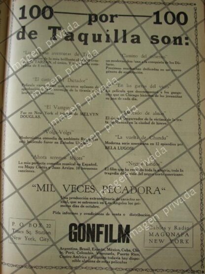 CARTEL RETRO DISTRIBUIDORA DE PELICULAS GONFILM 1941